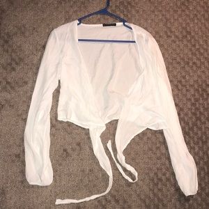 Brandy Melville tie front cropped long sleeve top